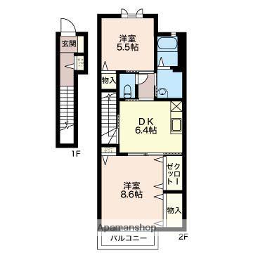 セピアコートJ(2DK/2階)の間取り写真