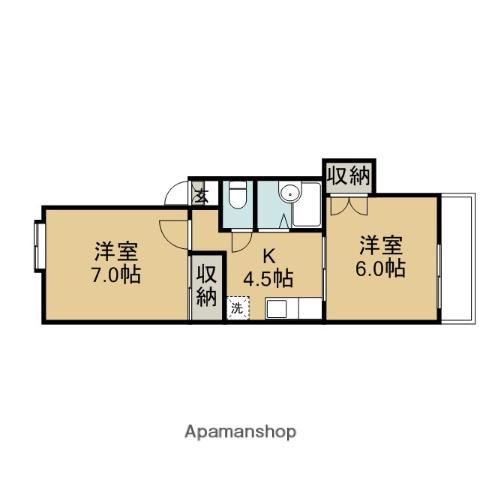 ハーモニーパレス中山(2K/2階)の間取り写真