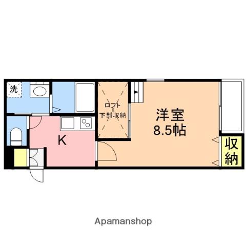 スプリングブリーザ(1K/1階)の間取り写真