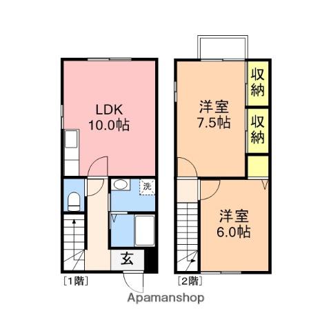 メゾン ラ・ヴェール A(2LDK/1階)の間取り写真