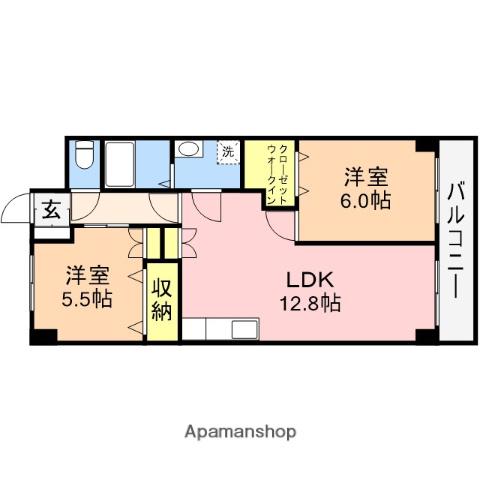 アークヒルズ上近江(2LDK/1階)の間取り写真