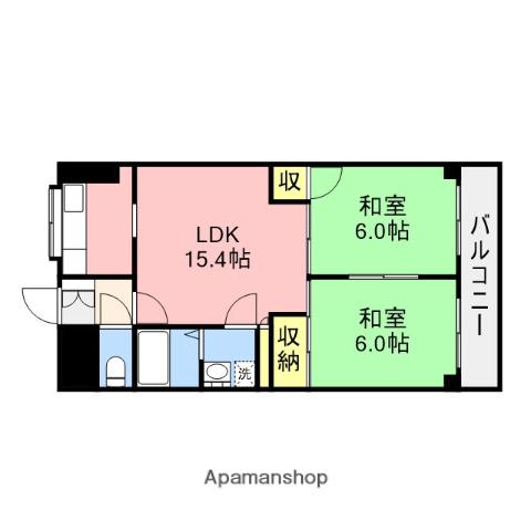 アークヒルズ上近江(2LDK/4階)の間取り写真