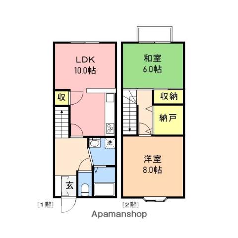 オーグ県庁前(2LDK/1階)の間取り写真