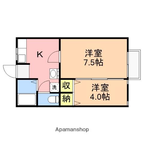 エクセレント(2K/2階)の間取り写真