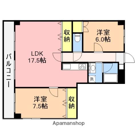 フローラルとやのⅢ(2LDK/4階)の間取り写真