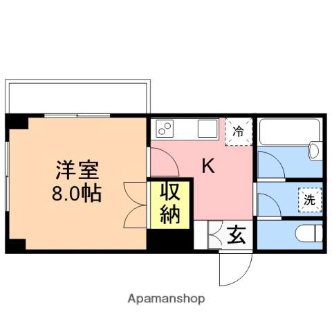 北雪ハイツ米山(1K/4階)の間取り写真
