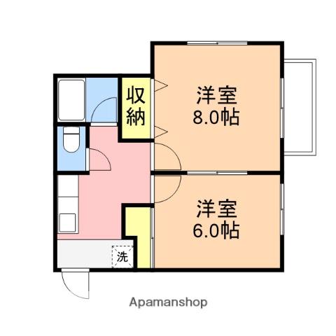 ブロードウェータウン(2K/2階)の間取り写真
