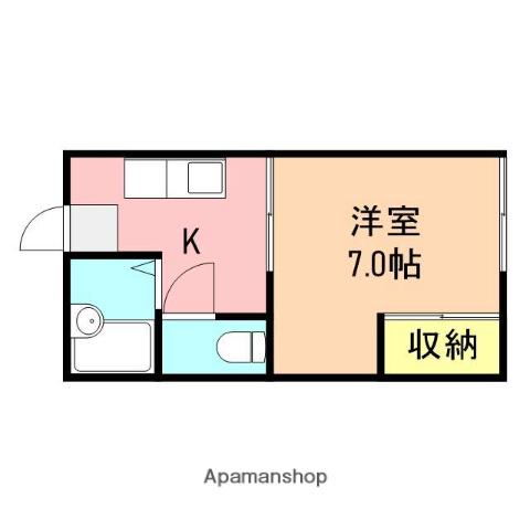 ハイライフ笹口A(1K/2階)の間取り写真