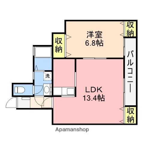 キャッスル石山A棟(1LDK/2階)の間取り写真