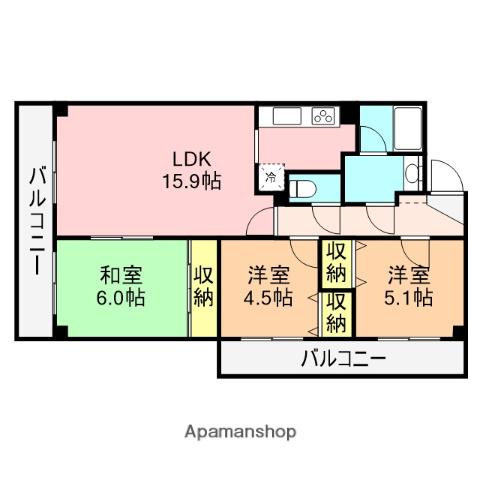 ピュアコートベル(3LDK/7階)の間取り写真