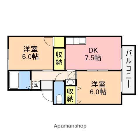 プレジールさがみ(2DK/2階)の間取り写真