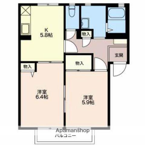 ウッドベル AI(2K/2階)の間取り写真