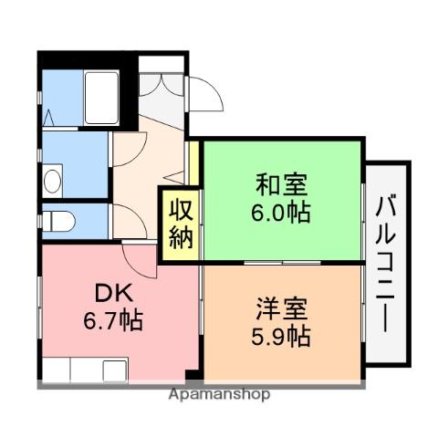 ボナール(2DK/2階)の間取り写真