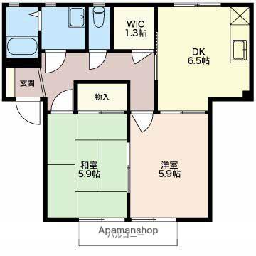 パークハイムⅡ(2DK/1階)の間取り写真