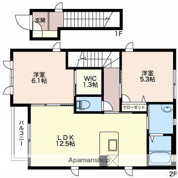 スライブ学校町(2LDK/2階)の間取り写真