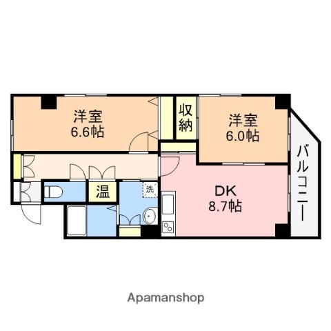 エクセリア駅南(2DK/6階)の間取り写真
