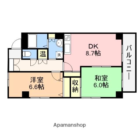 エクセリア駅南(2DK/7階)の間取り写真