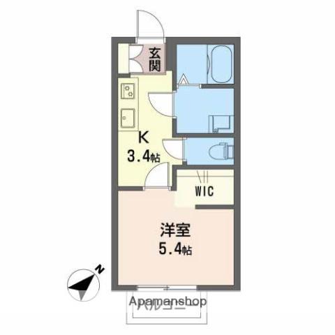 ドミール(1K/1階)の間取り写真