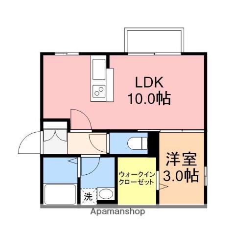 ピースフルベル(1LDK/1階)の間取り写真
