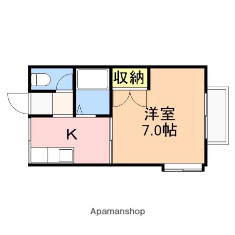 シャンブル笹口Ⅰ(1K/2階)の間取り写真