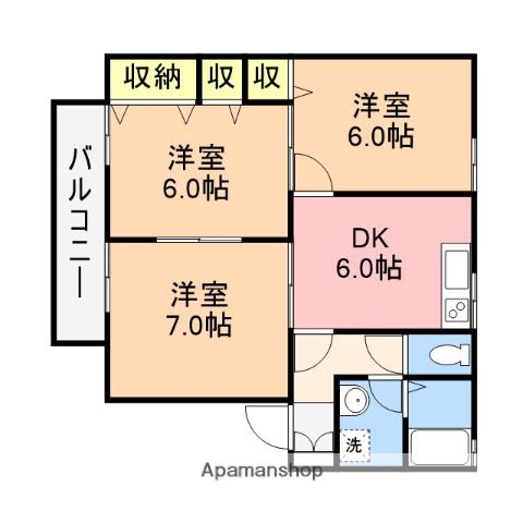 メゾン悠悠B(3DK/2階)の間取り写真