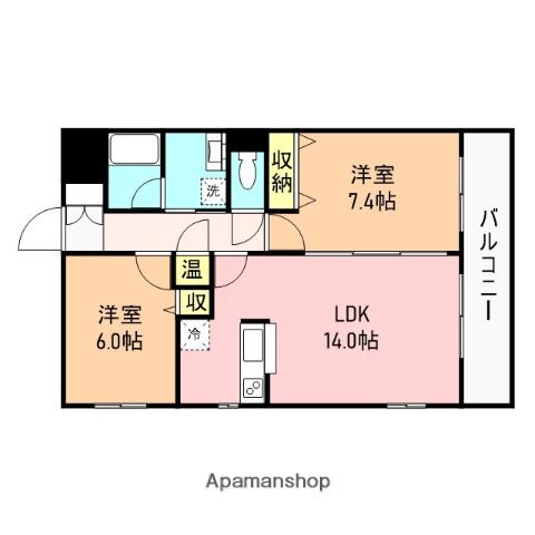 レガーロ旭町(2LDK/3階)の間取り写真