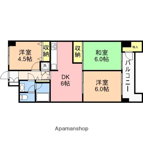 トーカンマンション東堀(3DK/6階)の間取り写真