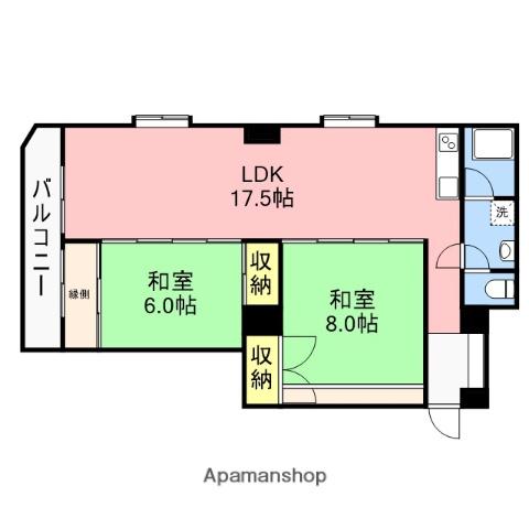 グランドアームス(2LDK/4階)の間取り写真