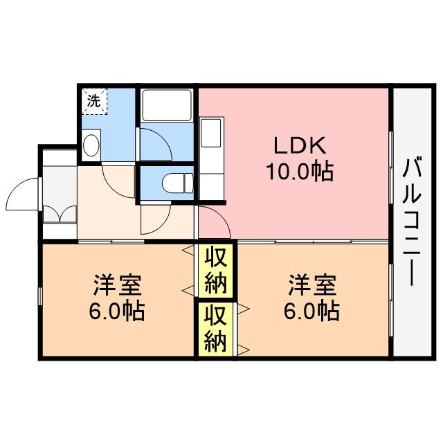 フジ企画ビル(2LDK/4階)の間取り写真