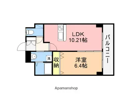 グレイスヴィラ西大畑(1LDK/4階)の間取り写真