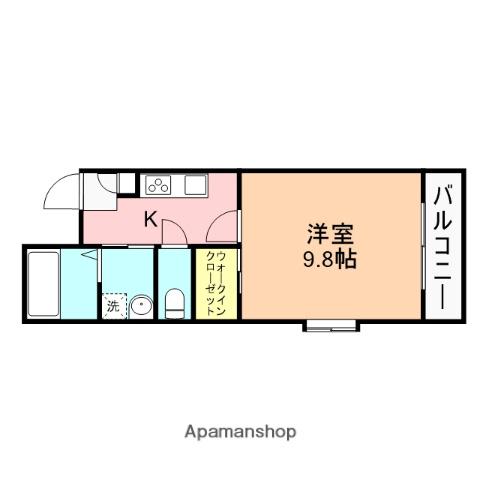 ファーストクラス空港西(1K/2階)の間取り写真