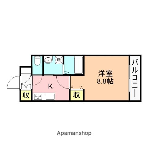 ファーストクラス空港西(1K/2階)の間取り写真