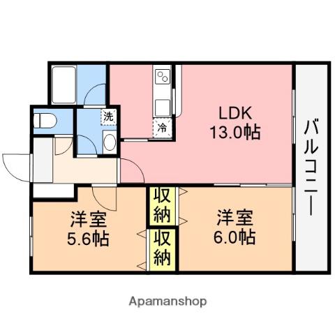 ロイヤルガーデン住吉(2LDK/2階)の間取り写真