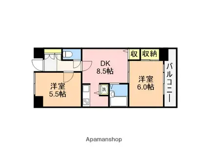 グリーンミナミ古町(2DK/5階)の間取り写真