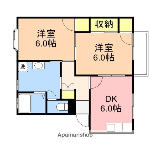 プランヴェール(2DK/1階)の間取り写真