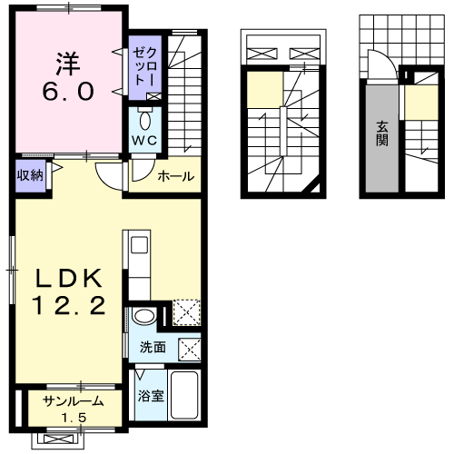 カレントレジデンス女池Ⅰ(1LDK/3階)の間取り写真
