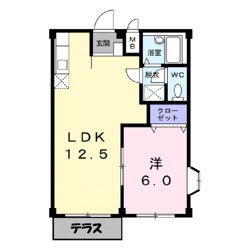 グリーンパークⅡ(1LDK/1階)の間取り写真