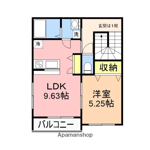 ジョワ メゾンⅠ・Ⅱ(1LDK/2階)の間取り写真