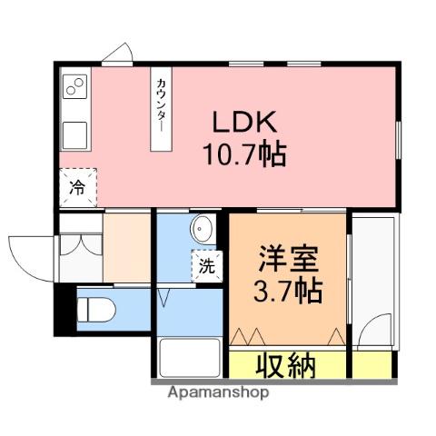 COMMON早苗(1LDK/2階)の間取り写真