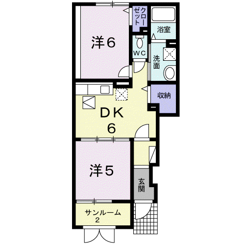 メゾンドエスポワールⅡ(2DK/1階)の間取り写真