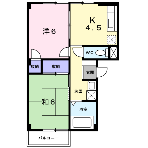ファミール鐙(2K/2階)の間取り写真