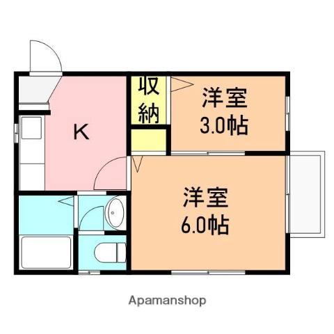 ピジョンA(2K/1階)の間取り写真