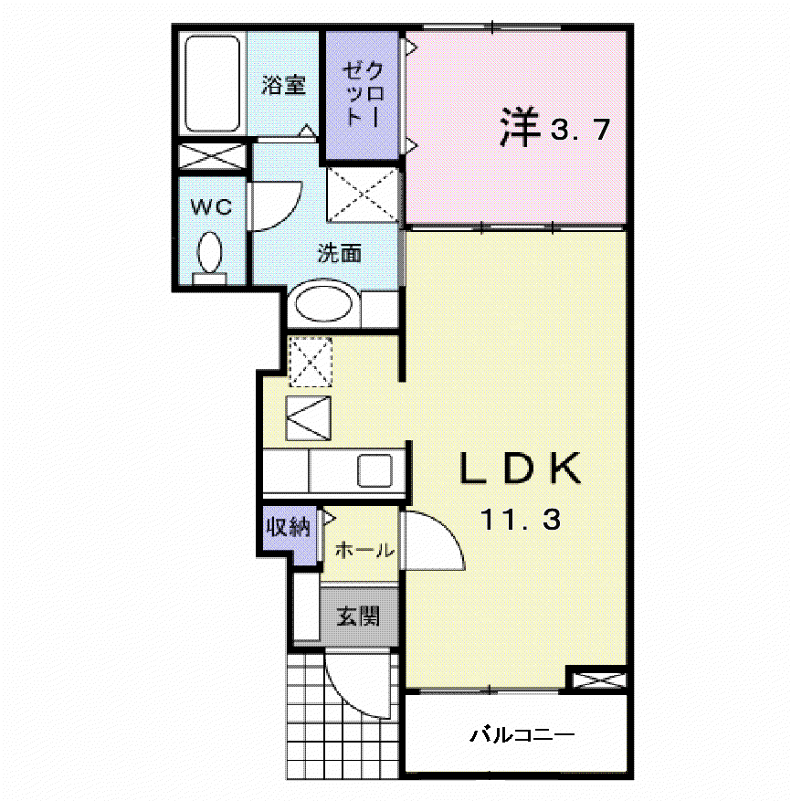 ウェリナⅡ(1LDK/1階)の間取り写真