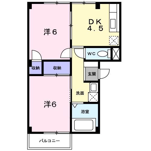 ドリームメゾン(2K/1階)の間取り写真