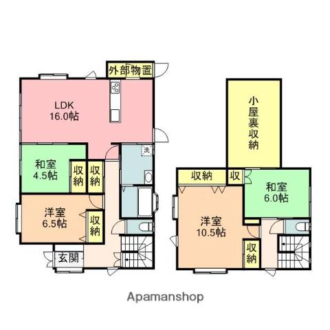 新潟県新潟市中央区 2階建 築30年(4LDK)の間取り写真