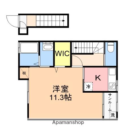 CHAMBRE(1K/2階)の間取り写真