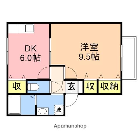 シャンヴィラージュ(1DK/1階)の間取り写真