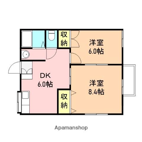 ブリリアントⅡ(2DK/2階)の間取り写真