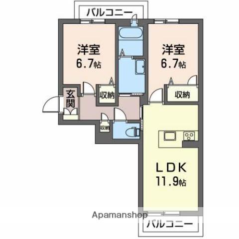 マストタウン上所A棟(2LDK/1階)の間取り写真