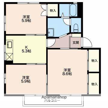 グリーンヒルズH(3K/2階)の間取り写真